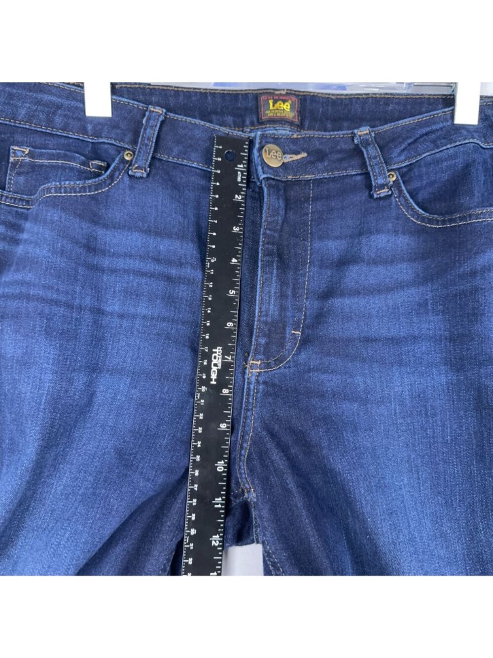 Lee Jeans Size 5 Short Straight Leg High Rise Smarter Fit Blue Dark Wash - Picture 12 of 15